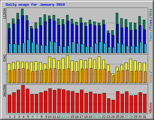 Daily usage for January 2018