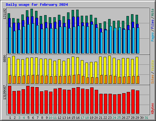 Daily usage for February 2024