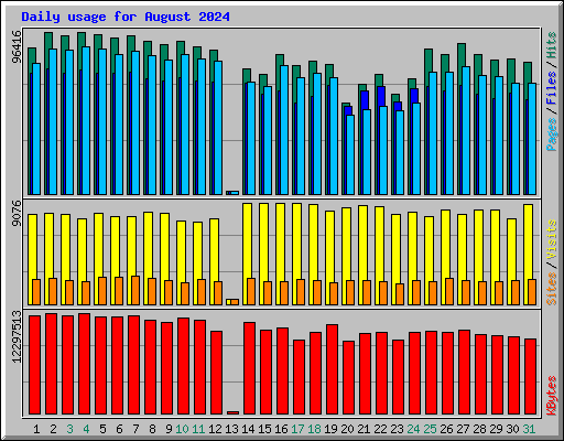 Daily usage for August 2024